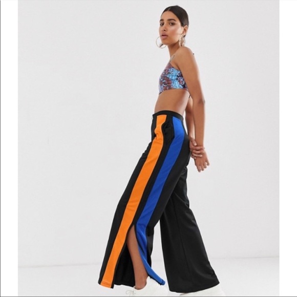The Ragged Priest Pants - The Ragged Priest Black Striped Wide Leg Pants